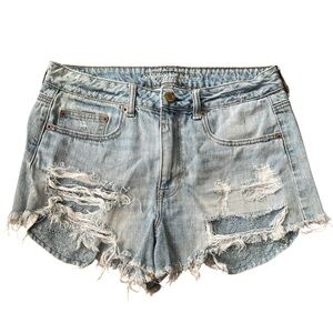 American Eagle Outfitters Light Blue Ripped Jean Shorts